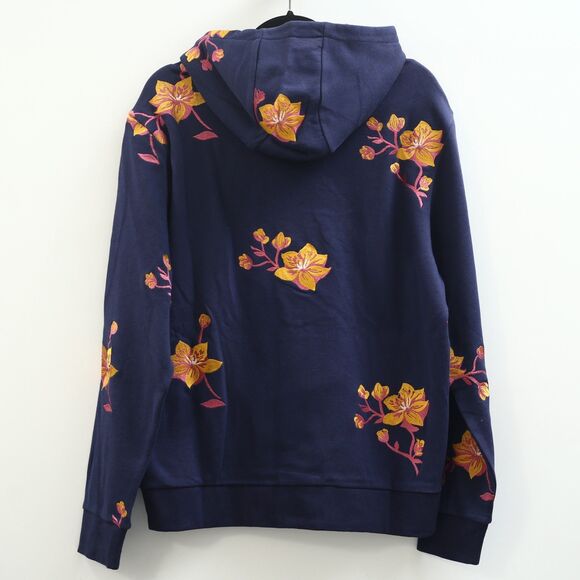 BONOBOS Supersoft Fleece Hoodie Floral Embroidered Long Sleeve Navy M New 283609 - Picture 10 of 12
